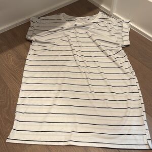 Ellison White and Black Striped Tee Shirt Capped Sleeve Dress Size Medium